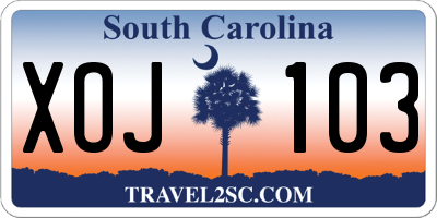 SC license plate XOJ103