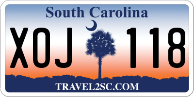 SC license plate XOJ118
