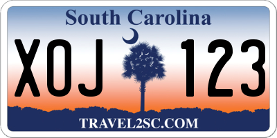 SC license plate XOJ123