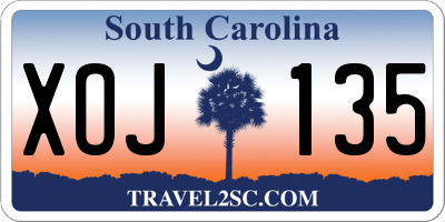 SC license plate XOJ135
