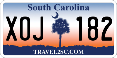 SC license plate XOJ182