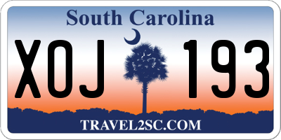 SC license plate XOJ193
