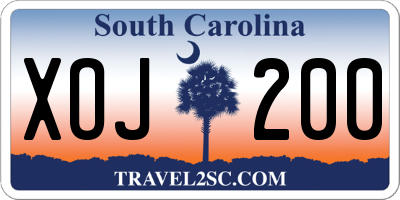 SC license plate XOJ200