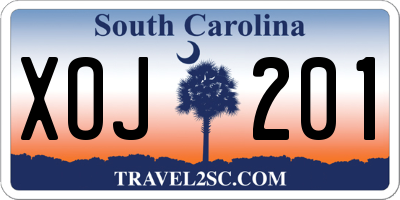 SC license plate XOJ201
