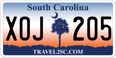 SC license plate XOJ205