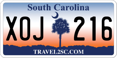 SC license plate XOJ216