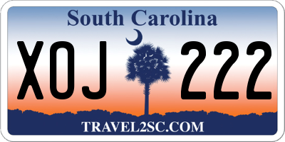 SC license plate XOJ222