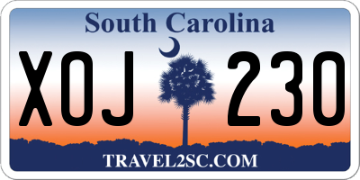 SC license plate XOJ230