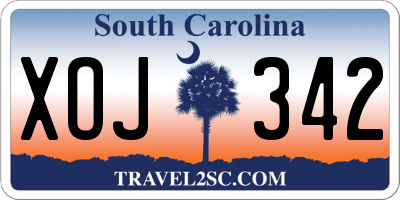 SC license plate XOJ342