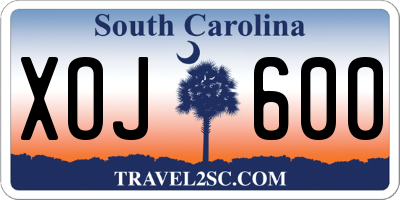 SC license plate XOJ600
