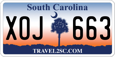 SC license plate XOJ663
