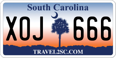 SC license plate XOJ666