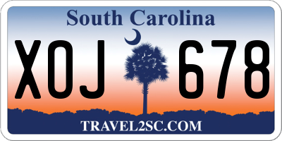 SC license plate XOJ678