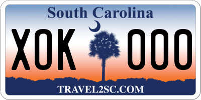 SC license plate XOK000