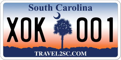 SC license plate XOK001