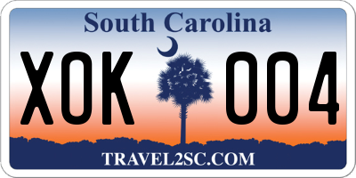 SC license plate XOK004