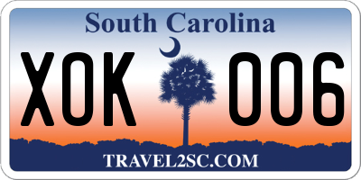 SC license plate XOK006