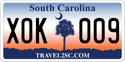 SC license plate XOK009