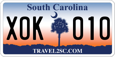 SC license plate XOK010