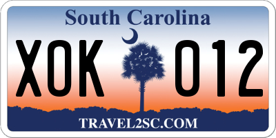 SC license plate XOK012