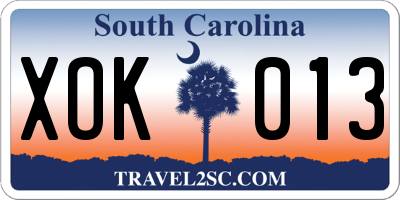 SC license plate XOK013