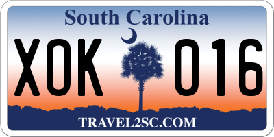 SC license plate XOK016