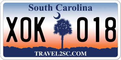 SC license plate XOK018