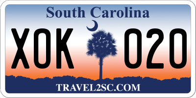 SC license plate XOK020