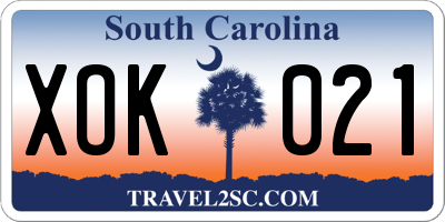 SC license plate XOK021