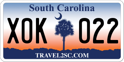 SC license plate XOK022