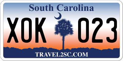 SC license plate XOK023