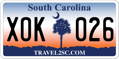SC license plate XOK026