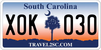 SC license plate XOK030