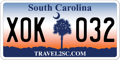 SC license plate XOK032