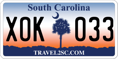 SC license plate XOK033