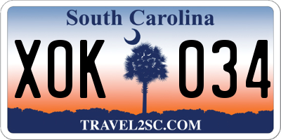 SC license plate XOK034
