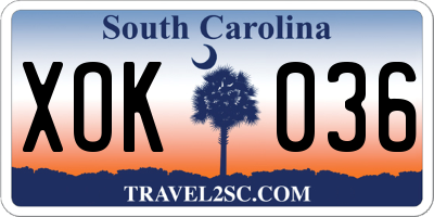 SC license plate XOK036