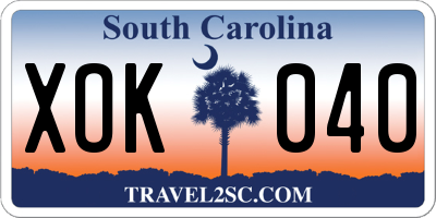 SC license plate XOK040
