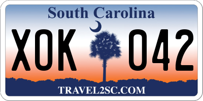 SC license plate XOK042
