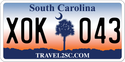 SC license plate XOK043