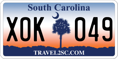 SC license plate XOK049