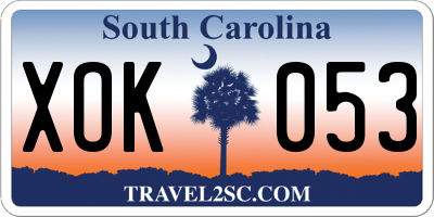 SC license plate XOK053