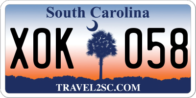 SC license plate XOK058