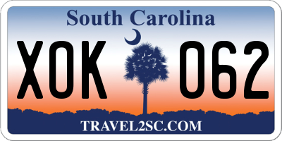SC license plate XOK062
