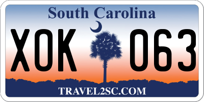 SC license plate XOK063