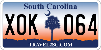 SC license plate XOK064