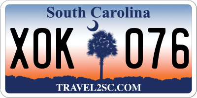 SC license plate XOK076