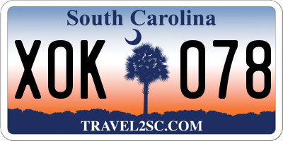 SC license plate XOK078