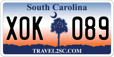SC license plate XOK089
