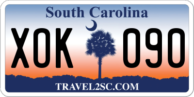 SC license plate XOK090